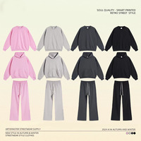 Vente en gros : Sweats à capuche streetwear en molleton bouclette pour l'automne, grammage lourd 430 g/m², mélange coton et polyester, coupe ample, col rond décontracté