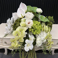 Boule de fleurs artificielles personnalisée PPS, blanche et verte, pour centre de table de mariage et décoration d'événements
