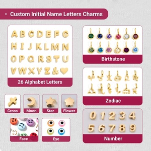 <span class=keywords><strong>Nome</strong></span> personalizzato lettera iniziale oro placcato in acciaio inox Charm fatti a mano perline catena girocollo <span class=keywords><strong>collana</strong></span> di gioielli di moda per le donne ragazze - Product Image 2