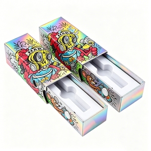 Custom <b>Empty</b> 3ml Vial Box Child Resistant Paper Drawer Packaging 0.5ml 1ml 2g Gram Cartridges CR Laser Silver Paper <b>Boxes</b> - Product Image 2