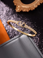 Pulseras de Cobre con Letras de Circonio Chapadas en Oro, Elegantes y Versátiles, Joyería para Damas, Venta al Por Mayor