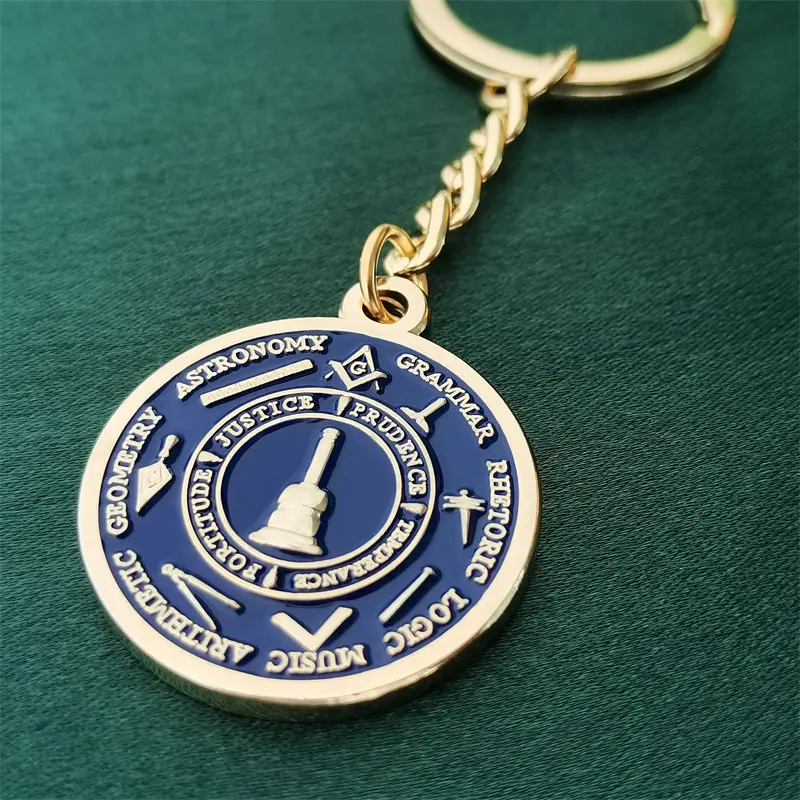 Masonic keychain 3D logo Auto brand mini keyring custom keychain pendant accessories metal bronze chain