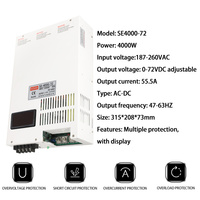 MZMW 4000W Alimentation à découpage à affichage numérique 72V 55.5A Transformateur industriel réglable Simple AC/DC CC/CV SMPS haute puissance