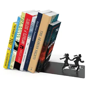Hot Selling Creative Design Books Holder Decor Wholesale Customized Stand Hidden Metal Bookends for Home Decorative Shelves Desk