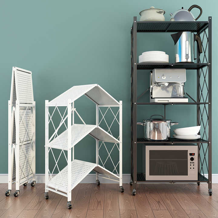 Morgie Folding Black Racks - 5-Layer Steel Storage Shelves