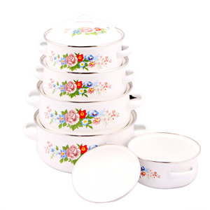 Fournisseur en gros d'ensembles de batterie de cuisine écologiques, casseroles en émail à motif floral durable pour la cuisine, vaisselle - Product Image 2