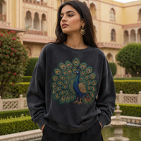 Sweat-shirt vintage brodé 400 GSM, logo graphique personnalisé, effet délavé, col rond, vente en gros pour femmes