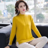 Sweater Wanita Model Crew Neck Lengan Panjang Custom Fit dengan Belahan Samping untuk Grosir