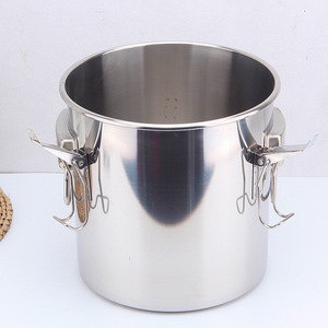 Stainless Steel Soup Bucket 304 With Handle Airtight Sealed Rice <b>Storage</b> <b>Container</b> Cylinder Shape Durable Household Use - Product Image 3
