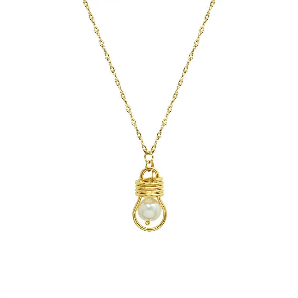 N0066 collana pendente di moda 18k placcato oro piccola lampadina in acciaio inossidabile dichiarazione collana di gioielli per le donne