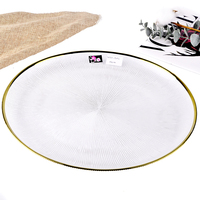 Assiettes de service en verre à motif soleil, bord doré, luxe abordable, plusieurs tailles, transparentes, pour fruits et salades, pour la maison et les fêtes