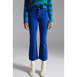 Jean taille haute évasé bleu - Product Image 1