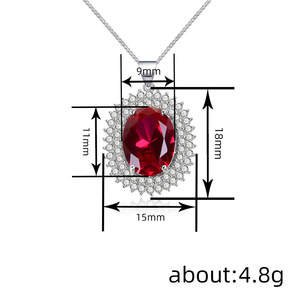 Collana con Ciondolo Ovale a Forma di Girasole in Cristallo Rosso per Donne, Gioielli di Moda in Stile Vintage Regale - Product Image 4