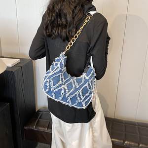 Borse a Spalla da Donna in Denim Trapuntato Effetto Vissuto, Borsetta Portatile Trendy - Product Image 4