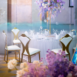 <span class=keywords><strong>Chaise</strong></span> de salle à manger moderne en acier inoxydable doré Accueil Hôtel Restaurant Événements de mariage avec table en <span class=keywords><strong>cuir</strong></span> PU - Product Image 3