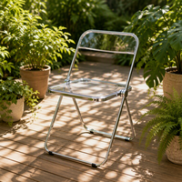 Chaises pliantes en acrylique colorées en gros, cadre chromé, transparentes, gris fumé, roses, hauteur réglable, pour salon, mariage, événement