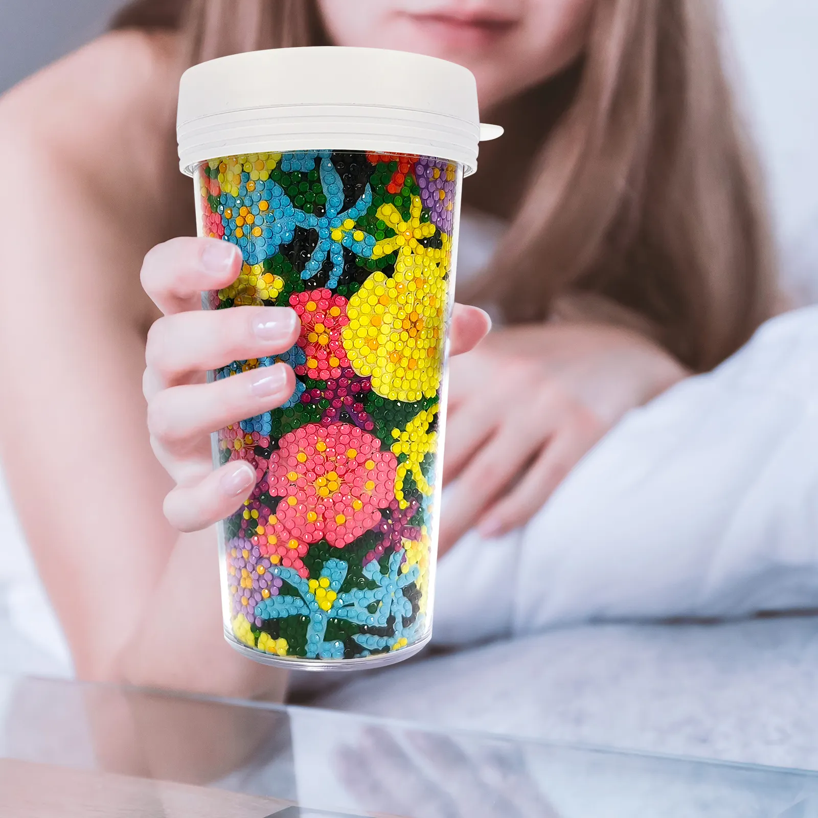 diy diamond painting portable water cup diamond art plastic reusable drinking cup with low moq customized design