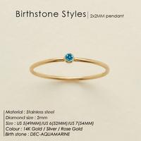 Vente en gros de bagues bijoux en acier inoxydable pour femmes cristaux de haute qualité pierre de naissance véritable pierre précieuse bague de naissance