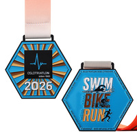 Médailles de triathlon personnalisées en métal émaillé 3D avec logo en alliage de zinc pour vélo, cyclisme, natation, course à pied, récompenses de finisseur