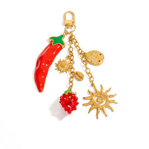 จี้ห้อยกระเป๋าสแตนเลส รูปผลไม้ มุก สตรอว์เบอร์รี หัวใจ ของขวัญ แฟชั่น - Product Image 5