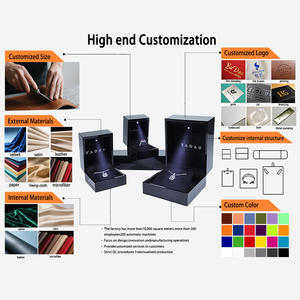 Yadao sang trọng màu đen sơn mài LED hộp đồ trang sức biểu tượng tùy chỉnh kim cương Nhẫn Mặt dây chuyền quà tặng đồ trang sức trường hợp bao bì với đèn bán buôn - Product Image 5