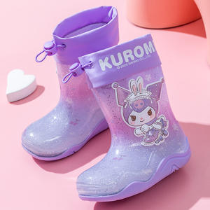 Botas de lluvia para niños de PVC, ligeras, cálidas, impermeables, brillantes, transparentes, con diseño de dibujos animados, antideslizantes, venta al por mayor de fábrica. - Product Image 1