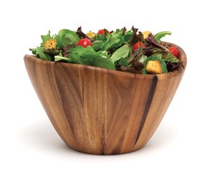 Juego de Ensaladeras de Madera, Ensaladera Grande de Madera de Acacia, Juego de Ensaladeras de Madera de Acacia con Diseño de Ondas para Frutas o Ensaladas - Product Image 2
