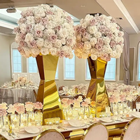 En Gros Socles Dorés en Acier Inoxydable Supports de Fleurs Accessoires de Décoration de Table Centres de Table de Mariage