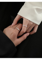 Bague de couple en argent sterling S925 avec zircon, sertissage clos, baguette conique, motif étoile de mer, cadeau de luxe léger pour la Saint-Valentin