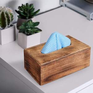 Cubierta de caja de pañuelos de madera, marrón, rectangular, para baño, mesa de comedor, dormitorio - Product Image 2