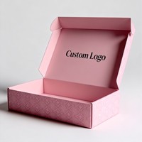 Boîte en carton ondulé de couleur personnalisée, papier rose, logo pour vêtements, chapeaux, chaussettes, boîtes d'expédition, emballage postal
