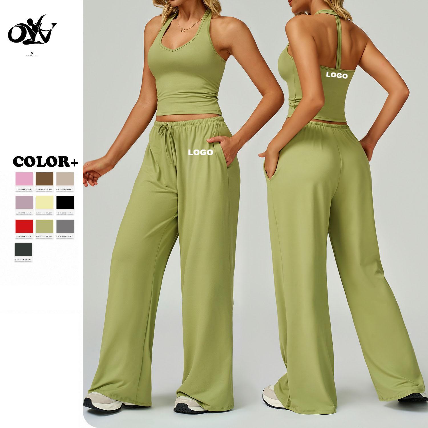 Custom High Quality V-neck Brushed Skin-friendly Soft Yoga Sets for Women Quick-drying Comfortable Casual Two Piece Sports Set