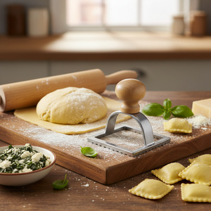 Utensili per Pasta in Alluminio e Legno 6x6cm con Manico, Semplici, Eccellenti, Sicuri, Tradizionali, per Forme Gradevoli, Fresche e Rapide - Product Image 3