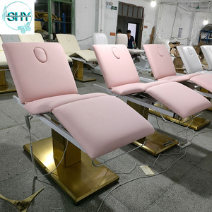 <span class=keywords><strong>Table</strong></span> <span class=keywords><strong>de</strong></span> <span class=keywords><strong>massage</strong></span> moderne <span class=keywords><strong>rose</strong></span> à 3 moteurs en métal plaqué or avec base en acier inoxydable Lit <span class=keywords><strong>de</strong></span> salon <span class=keywords><strong>de</strong></span> beauté du visage électrique Spa - Product Image 2
