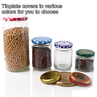 Pot en verre hermétique rond vide de 25 ml à 1000 ml pour cornichons, confiture, aliments, avec couvercle métallique