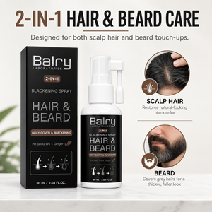 Spray de retouche pour <span class=keywords><strong>cheveux</strong></span> gris Balry pour hommes, couvre les racines, spray colorant pour barbe, applicateur latéral de précision au gingembre He Shou Wu 60 ml Noir - Product Image 3