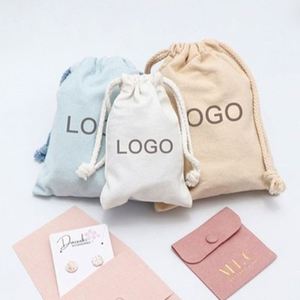 Best Selling Multiple Colors Muslin Cloth Dust <b>Pouch</b> Custom Logo Jewelry Packaging <b>Pouch</b> Eco Canvas <b>Drawstring</b> Bag - Product Image 1