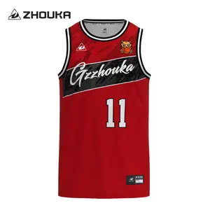 Custom Design Polyester Sublimatie Bedrukt Basketbal Singlet Gestikt Basketbal Top Heren Basketbal Truien Uniform Shirt