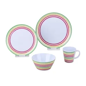 Newly designed Wholesale Cheap Striped Melamine Acrylic Dinnerware Set