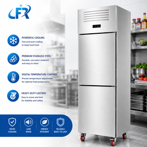 Refrigerador Vertical Comercial de Acero Inoxidable de 2 Puertas - Refrigerador Doble para Restaurante y Cocina, Enfriamiento Potente y Rápido - Product Image 1