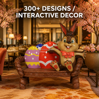 Fournitures de décoration de Pâques : Statue géante 3D en fibre de verre de lapin et d'œuf, personnalisée, imperméable, pour extérieur, commerciale, avec siège intégré