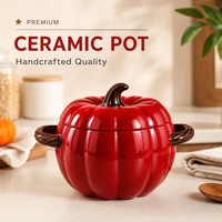 Soupière en céramique en forme de citrouille avec couvercle, logo personnalisé, pot à gratin coloré pour Thanksgiving, cadeau d'Halloween, commande en gros