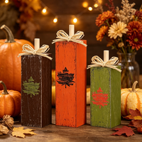 3 décorations en bois en forme de feuille d'érable pour l'automne/Thanksgiving, colonne carrée. pour Thanksgiving, la récolte