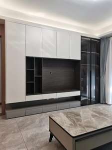 Mueble de TV de Madera Maciza Hecho a Medida de 25 Años de Antigüedad, Mueble de Salón Moderno con Estilo de Panel para Apartamentos y Hoteles - Product Image 3