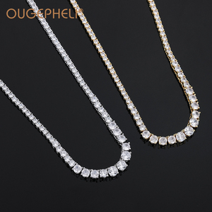 OUGEPHELI Collana Tennis Certificata Moissanite 1 Fila Argento Sterling S925 GRA VVS Colore <span class=keywords><strong>D</strong></span> Placcato <span class=keywords><strong>Oro</strong></span> Trendy Hip Hop 3-6mm Uomo Donna - Product Image 3