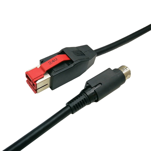 2 Meter 24V Powered USB to Hosiden 3Pin Power Din Cable for POS System