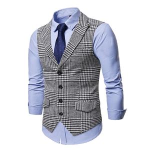 2025 Cross-Border para <span class=keywords><strong>Amazon</strong></span> Men's Plaid Chaleco <span class=keywords><strong>de</strong></span> traje informal <span class=keywords><strong>de</strong></span> un solo pecho Ropa exterior formal para Otoño e Invierno - Product Image 2
