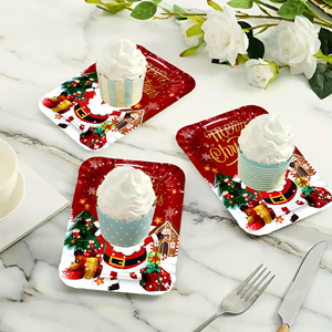 Nuovo Stile 10pz Piatti di Carta Ecologici USA e Getta Tema Buon Natale <span class=keywords><strong>per</strong></span> Torte, Stoviglie <span class=keywords><strong>per</strong></span> Feste e Cene in Famiglia - Product Image 4