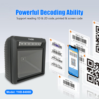 Lecteur de codes-barres omnidirectionnel 2D haute performance, plateforme de numérisation, grande fenêtre, scanner de codes-barres de bureau