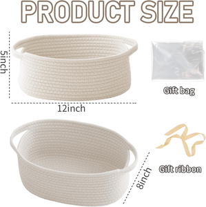 Paniers tissés, paniers cadeaux pour bébé, boîtes cadeaux pour baby shower, organiseurs pliables, paniers de rangement en coton et corde pour enfants - Product Image 2